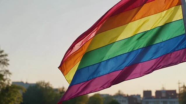 Photographic  Image of the Multicolored Rainbow Flag Representing the Lesbian  Gay  Bisexual  and Transgender Community and