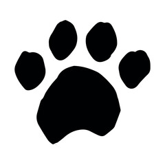 Hand drawn cute cat's paw Cat, dog, animal footprint in doodle style Single element for print, web, design, decor, greeting cards, children's prints