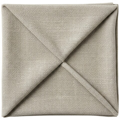 Neatly folded light beige textile forming a geometric pattern with visible weave texture.