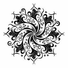 Floral Swirl Mandala Ornament Vector Illustration
