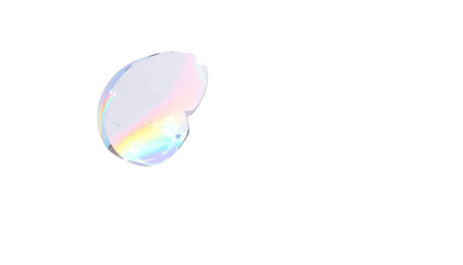 Iridescent Bubble with Rainbow Colors on White Background.