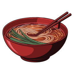 Asian udon vector illustration isolated on white perfect for noodle dish restaurant menu japanese food or traditional cuisine themed artwork