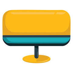 Back view computer desktop 2D linear cartoon object isolated vector element suitable for office furniture corporate technology monitor keyboard and web design