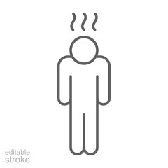 Depression icon. Simple outline style. Depression linear symbol design. Simple line illustration on white background. Editable stroke