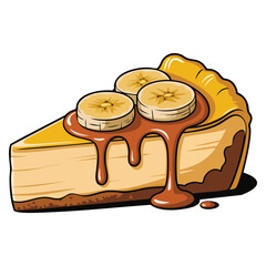 Banana cheesecake slice illustration vector design isolated artwork suitable for dessert pastry bakery food or sweet treat themed creative concept