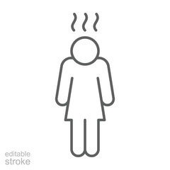 Depression icon. Simple outline style. Depression linear symbol design. Simple line illustration on white background. Editable stroke