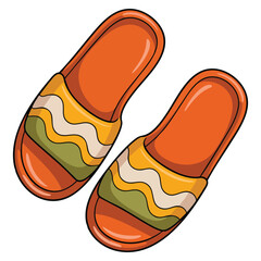 Beach sandals in orange color vector illustration isolated design element perfect for summer footwear fashion style and casual accessory themed artwork