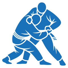 Blue color taekwondo sport icon vector illustration isolated design element suitable for martial arts athlete training competition or sport creative artwork