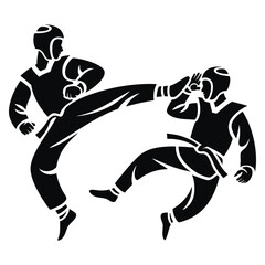 Blue color taekwondo icon vector illustration perfect for sport martial arts training athlete or competition themed design and creative graphics