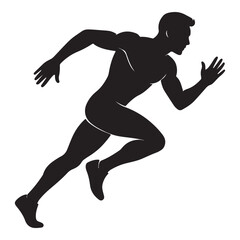 Silhouette of a muscular man running depicting speed and athletic prowess