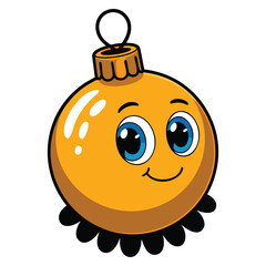 Christmas bulb smiley vector illustration isolated design perfect for festive ornaments, greeting cards, holiday decoration, or cheerful creative artwork