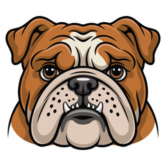 Close up bulldog illustration isolated on white background vector artwork suitable for pets, dog breeds, cartoon characters, or animal themed creative projects