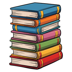 Colorful books stacked illustration vector isolated perfect for educational learning study knowledge library or reading themed creative artwork design