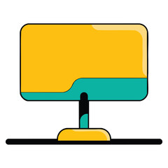 Computer desktop back view vector illustration 2D linear cartoon object ideal for corporate office furniture technology monitor keyboard and web design projects