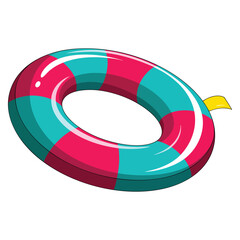 Fototapeta premium Colourful swim ring illustration isolated on white background vector design perfect for pool float water recreation summer fun or beach themed artwork
