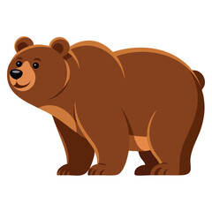 Colorful wild forest animal sticker vector illustration brown grizzly bear isolated on white background perfect for fauna wildlife cartoon and biodiversity design