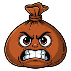 Face on bag vector illustration isolated on white background perfect for cartoon design, gift packaging, playful or cheerful themed creative artwork