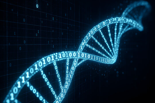 Binary Code DNA Strand: Digital Representation of Genetic Information and Technology