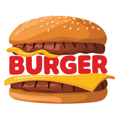Font design for word burger illustration vector style suitable for menu typography restaurant branding fast food design or creative culinary artwork