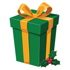 Green gift box vector illustration isolated on white background perfect for birthday celebration festive occasion present holiday or decorative themed creative design