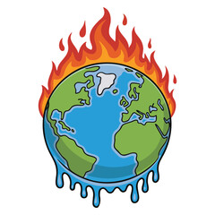 Global warming poster illustration with melting earth design perfect for environmental awareness climate change education and eco friendly campaigns