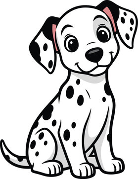 Cartoon dalmatian puppy sitting with black spots animal 1