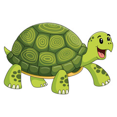 Green turtle illustration isolated on white background vector design ideal for wildlife nature animal conservation or educational themed creative artwork