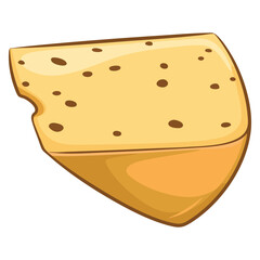 Hard cheese piece illustration on white background ideal for food recipe dairy packaging cooking design or gourmet themed vector artwork
