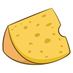 Hard cheese piece isolated on white background vector illustration perfect for food packaging dairy product recipe cooking or gourmet themed design