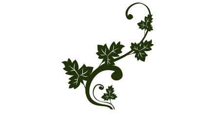 Elegant Green Floral Vine Ornament Isolated on Transparent Background – Decorative Botanical Swirl Design Element for Invitations and Artwork