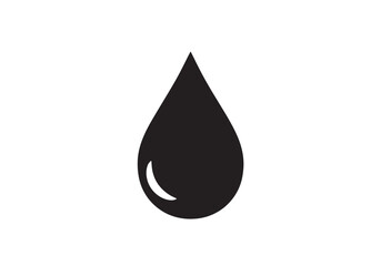 Simple black water drop icon on white background