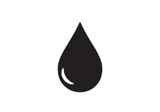 Simple black water drop icon on white background