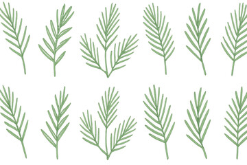 Obraz premium Repeating green leaves forming a delicate botanical pattern. Vector illustration, transparent background for design flexibility
