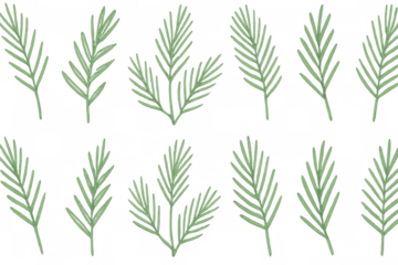 Repeating green leaves forming a delicate botanical pattern. Vector illustration, transparent background for design flexibility