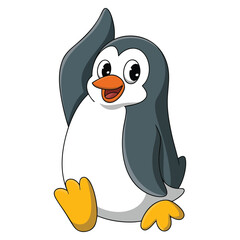 Illustration of a single cute penguin isolated vector design element perfect for animal cartoon children character education or wildlife themed creative artwork