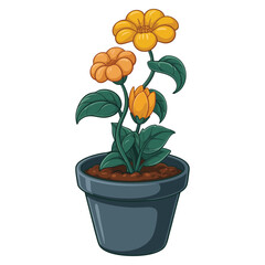 Illustration of an isolated pot plant on white background vector design perfect for gardening, indoor plant, home decor, nature, or botanical themed artwork