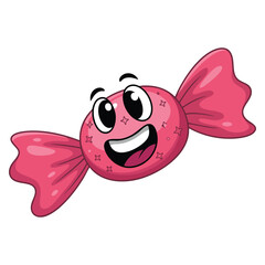 Illustration of candy with face on white background vector design suitable for cartoon dessert mascot sweet product or funny character themed artwork concept