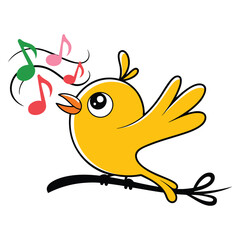 Illustration of cartoon bird music on white background vector design element perfect for kids theme educational material or playful music themed creative artwork