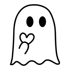 Black lines, ghost holding a heart