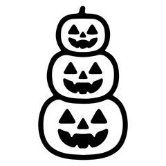 Black lines, three pumpkin heads stacked together
