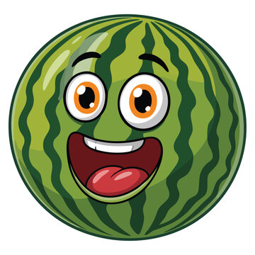 Illustration of watermelon happy face vector design perfect for fruit emoji cartoon character or smiling food themed creative artwork concept