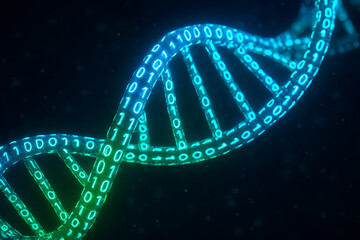 Digital DNA: Binary Code Forming a Double Helix Structure.