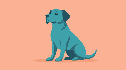 Elegant blue Labrador retriever dog sitting calmly, a minimalist vector illustration of a loyal pet companion on a simple colored background