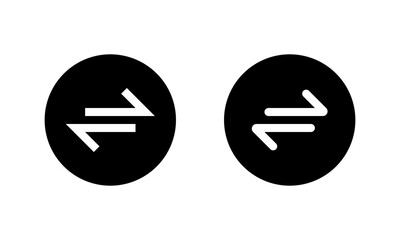 Swap arrow icon in black circle. Two opposite direction arrows symbol. Exchange sign