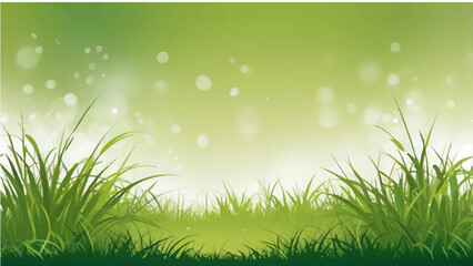 Obraz premium Sunny green grass field background vector