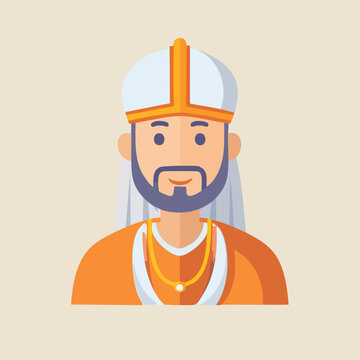 Vector illustration of a religious bishop character icon.
