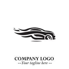 Car Running Fast Logo Symbol in Black on the White Background with Dynamic Speed Design