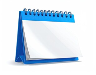 Blue desk calendar blank pages, wire bound, clean style
