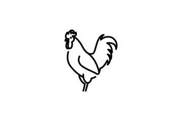 rooster icon line isolated on white background. Rooster symbol concept drawing icon line in modern style. Vector illustration for your web mobile logo app UI design.