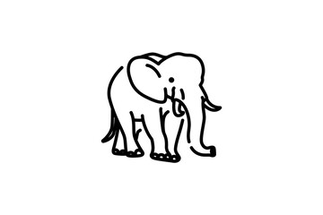 Outline Elephants Walking, African Wildlife Icon. A simple line art illustrations elephants walking forward. look for front side. Perfect for children s books, educational materials
